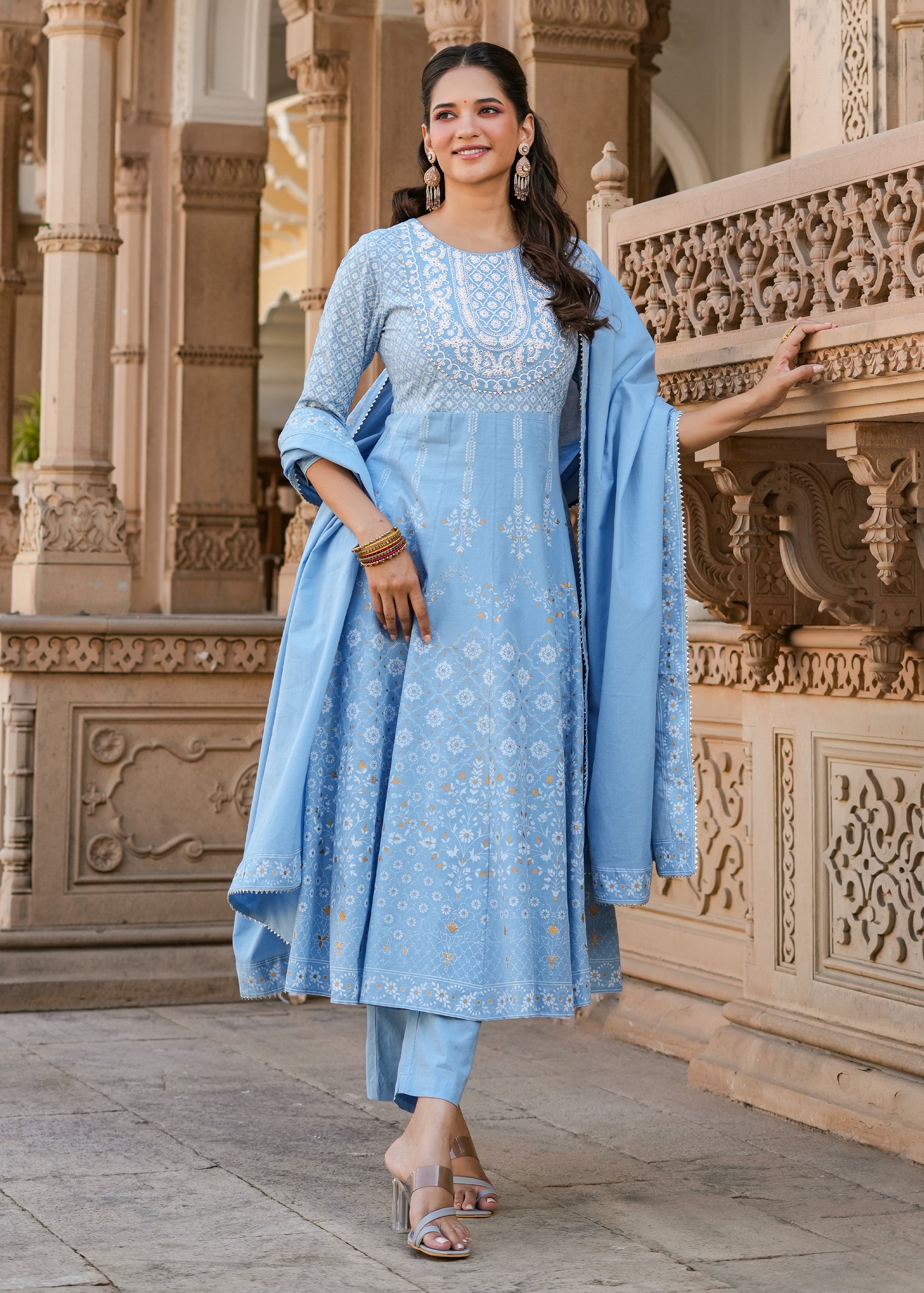 Light blue clearance anarkali suit