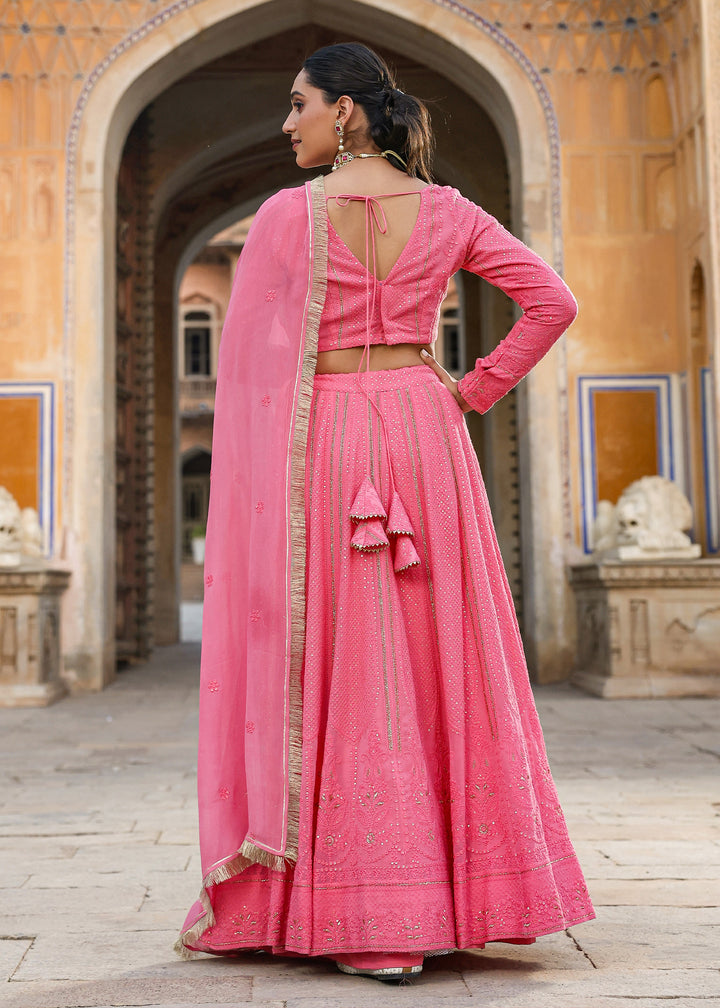 Sannah Pink Lucknowi Embroidered Lehenga Set