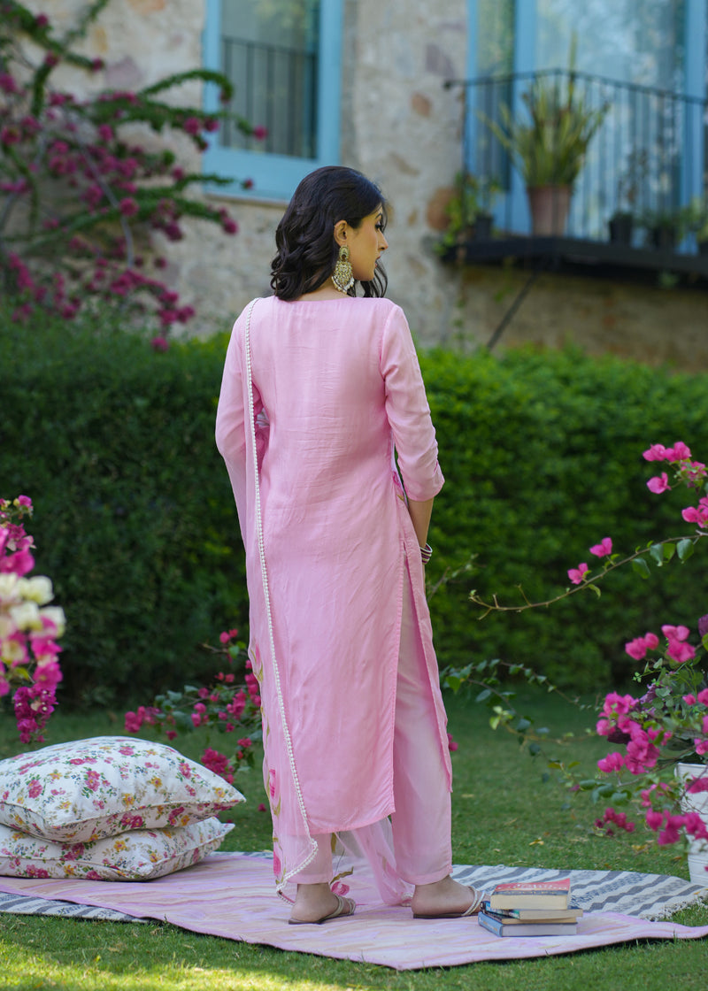 Asvika Pink Handpainted Suit Set