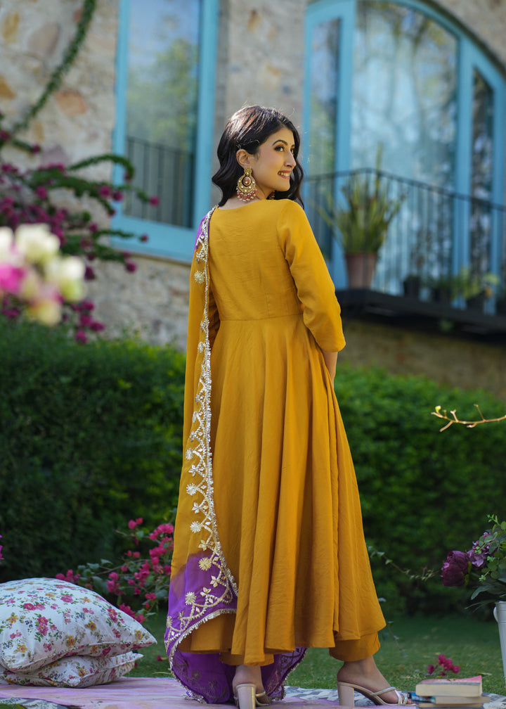 Jivika Mustard Anarkali Suit Set With Dupatta