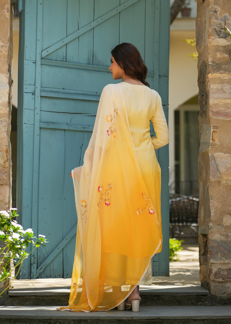 Shravya Yellow Handpainted Suit Set