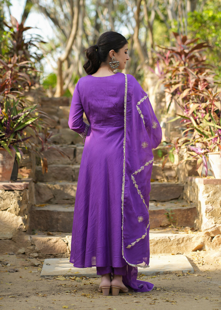 Kaveri  Purple Angrakha Suit Set With Dupatta