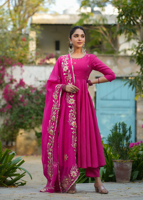 Suhani Pink Anarkali Suit Set With Dupatta
