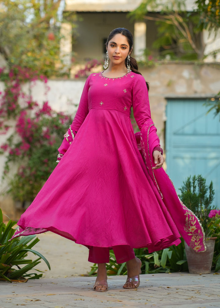 Suhani Pink Anarkali Suit Set With Dupatta