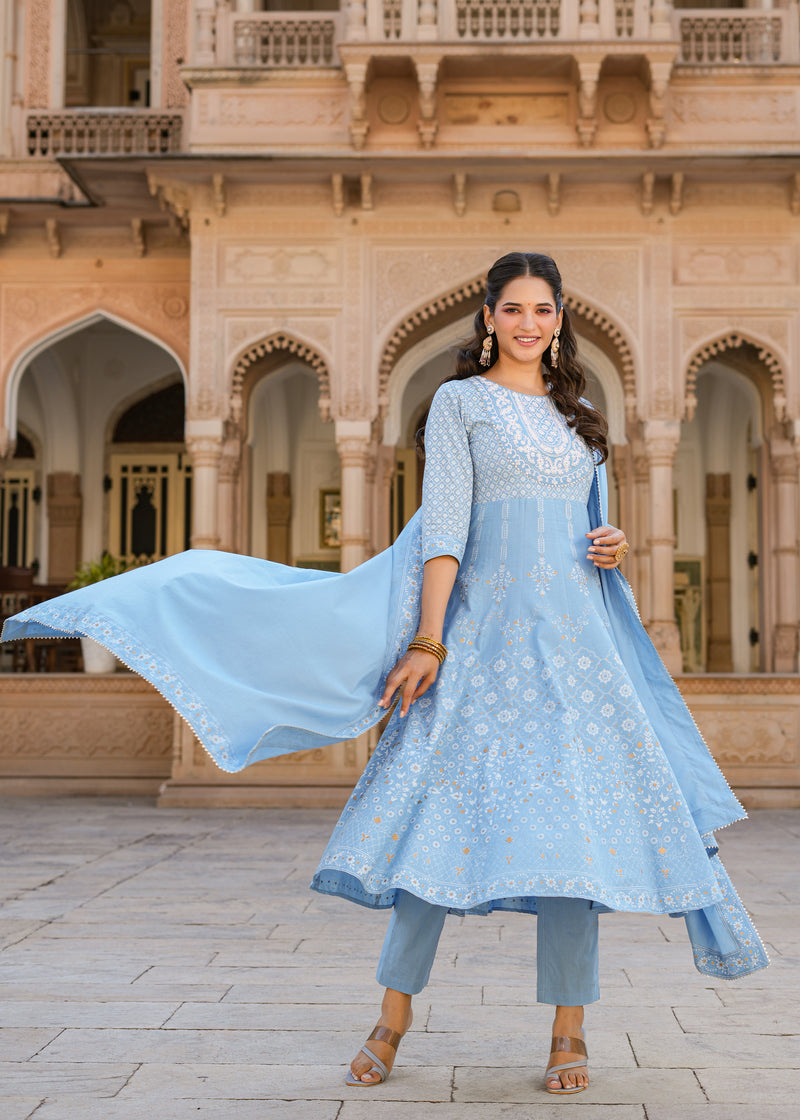 Light blue anarkali on sale suit