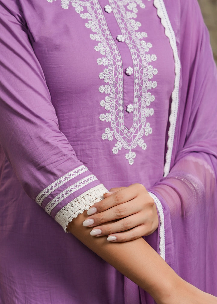 Ishana Lavender Straight Kurta With Pant & Dupatta