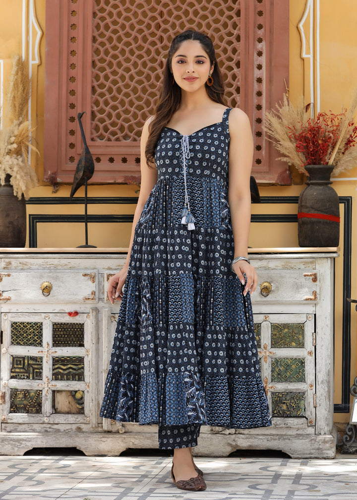 Anika Printed Blue Flared Kurta with pant