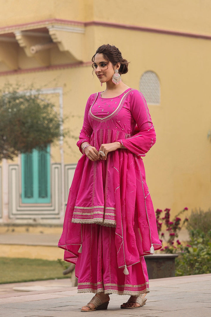 Saanwariya Gota Lace Kurta With Sharara And Dupatta