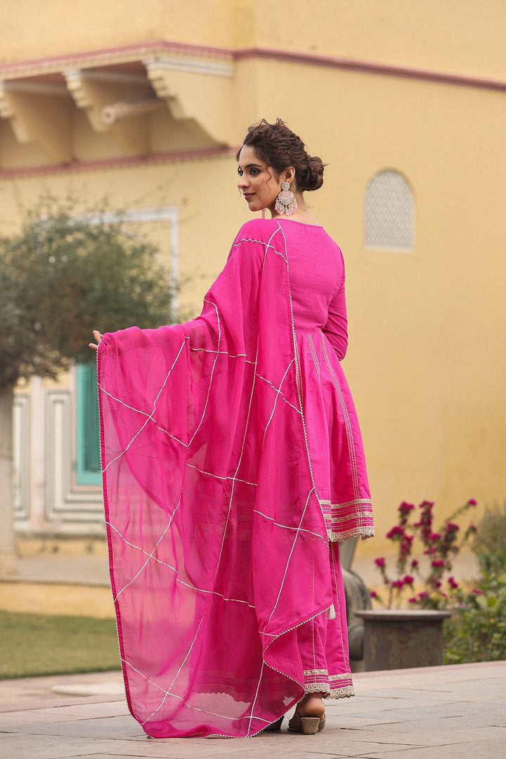 Saanwariya Gota Lace Kurta With Sharara And Dupatta